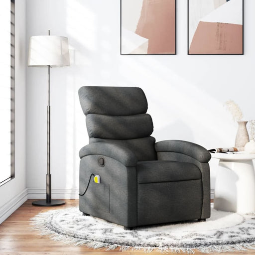 Massage Recliner Chair Dark Grey Fabric Tioibx