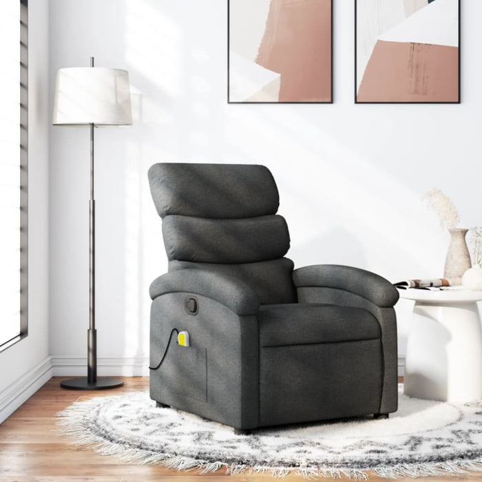 Massage Recliner Chair Dark Grey Fabric Tioibx