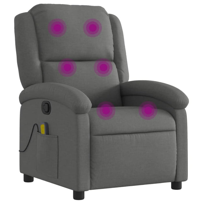 Massage Recliner Chair Dark Grey Fabric Tioila