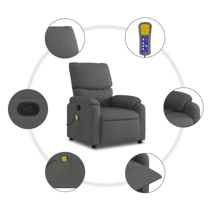 Massage Recliner Chair Dark Grey Fabric Titaxt