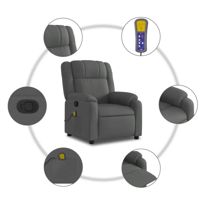 Massage Recliner Chair Dark Grey Fabric Titpak
