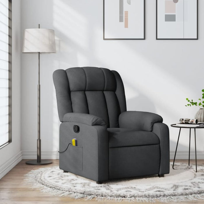 Massage Recliner Chair Dark Grey Fabric Titpni
