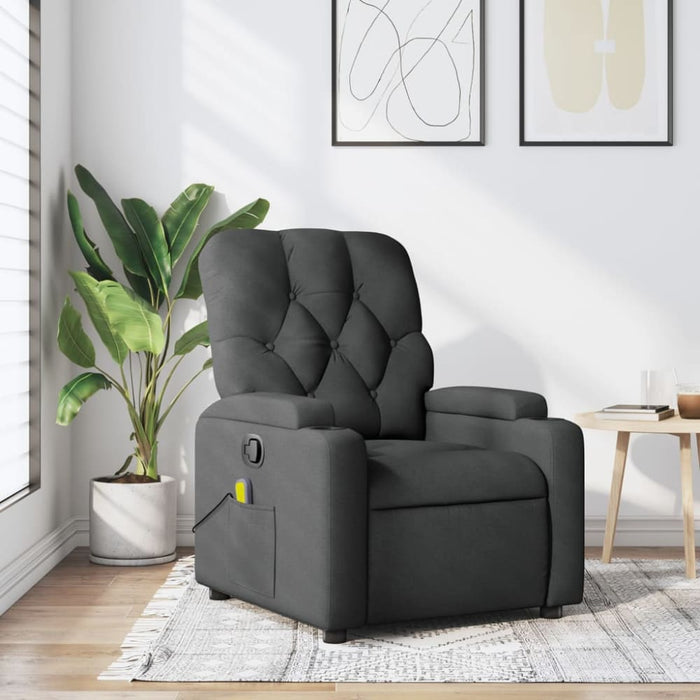 Massage Recliner Chair Dark Grey Fabric Tixakx