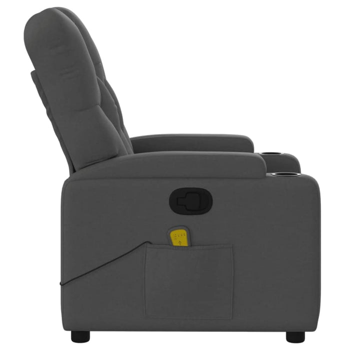 Massage Recliner Chair Dark Grey Fabric Tixakx