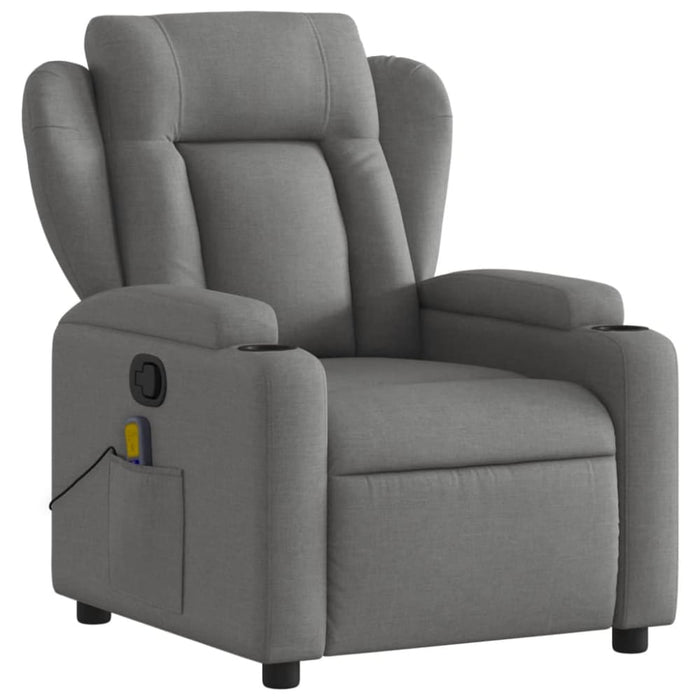 Massage Recliner Chair Dark Grey Fabric Tixaol