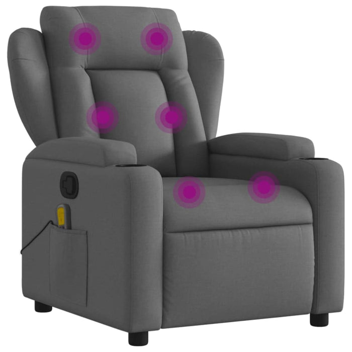 Massage Recliner Chair Dark Grey Fabric Tixaol