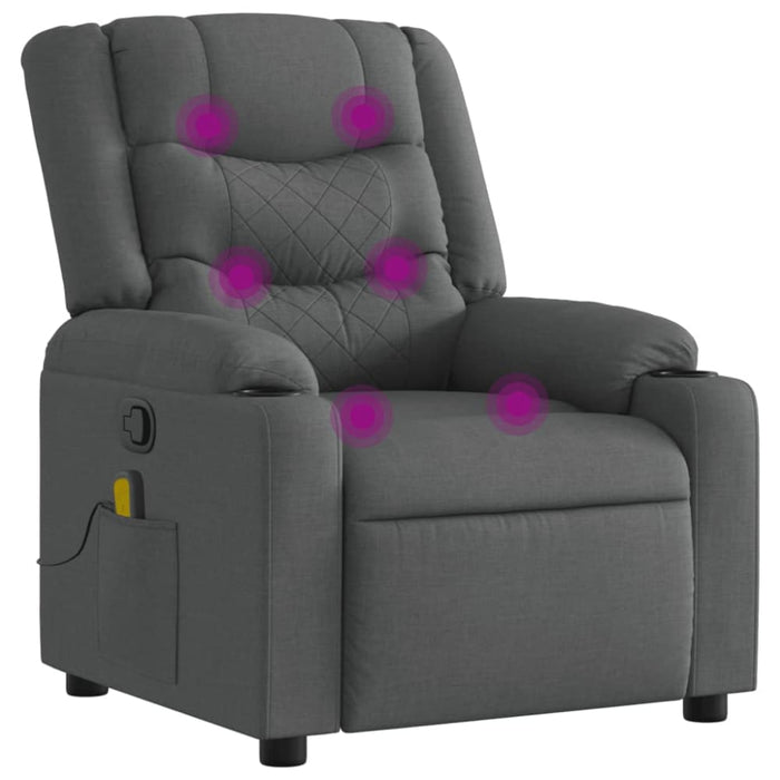 Massage Recliner Chair Dark Grey Fabric Txblntl