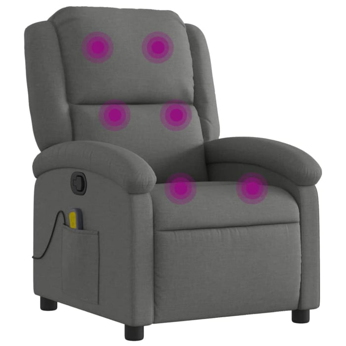 Massage Recliner Chair Dark Grey Fabric Txbpaoi