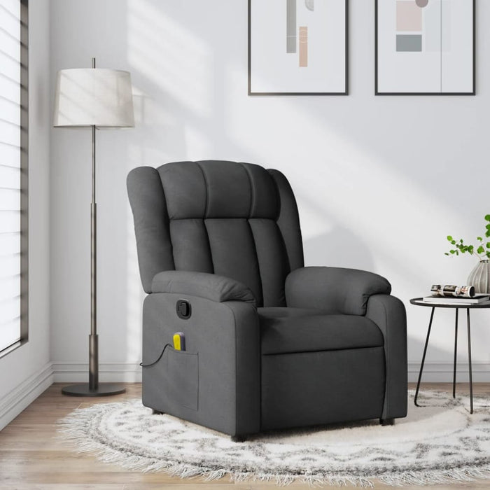 Massage Recliner Chair Dark Grey Fabric Txbpiii