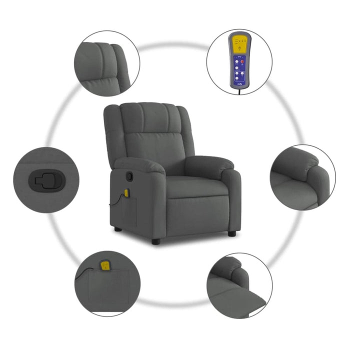 Massage Recliner Chair Dark Grey Fabric Txbpipt