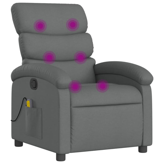 Massage Recliner Chair Dark Grey Fabric Txbpnob