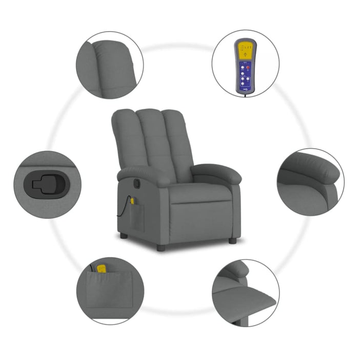 Massage Recliner Chair Dark Grey Fabric Txbptnp