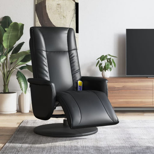 Massage Recliner Chair With Footrest Black Faux Leather
