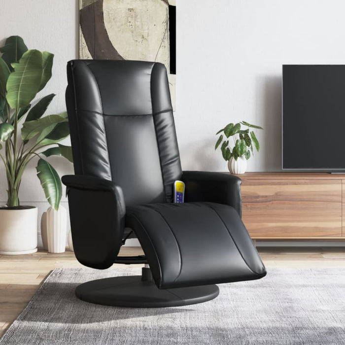 Massage Recliner Chair With Footrest Black Faux Leather