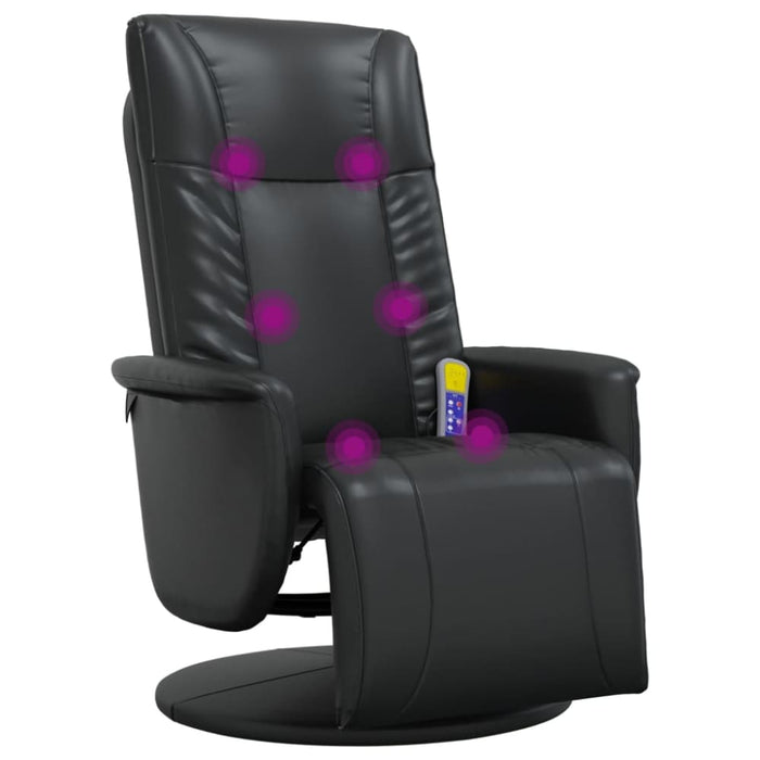 Massage Recliner Chair With Footrest Black Faux Leather