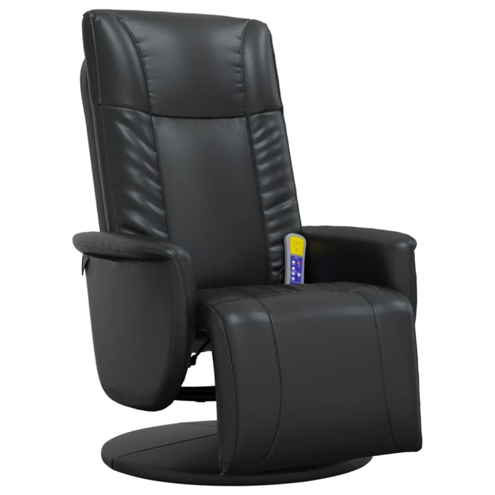 Massage Recliner Chair With Footrest Black Faux Leather