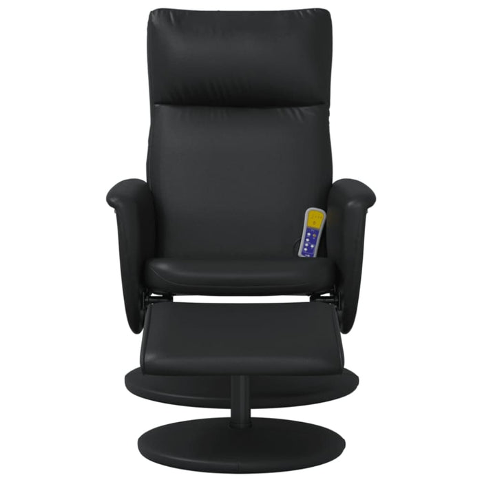 Massage Recliner Chair with Footstool Black Faux Leather