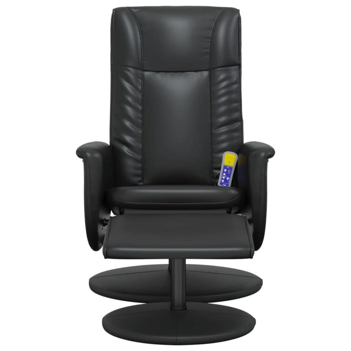 Massage Recliner Chair with Footstool Black Faux Leather