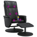 Massage Recliner Chair with Footstool Black Faux Leather