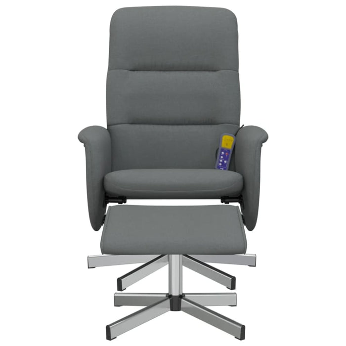 Massage Recliner Chair with Footstool Dark Grey Fabric