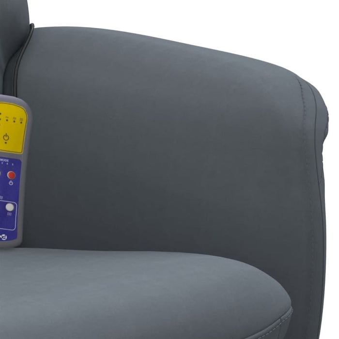 Massage Recliner Chair With Footstool Dark Grey Velvet