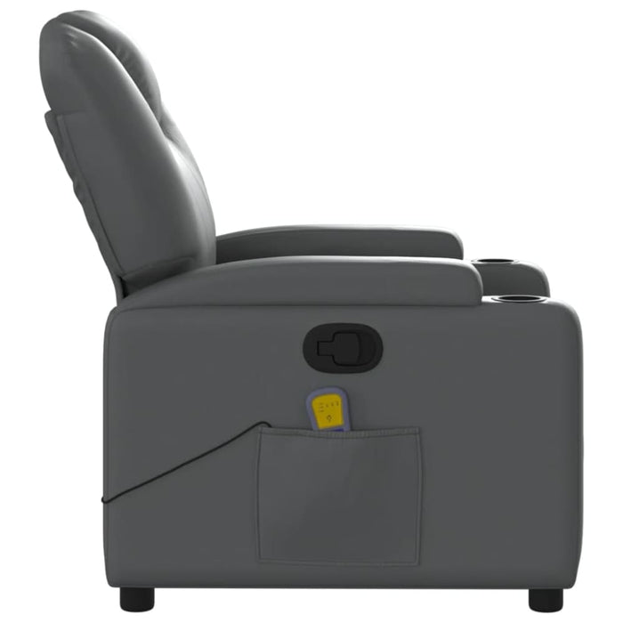 Massage Recliner Chair Grey Faux Leather Tixtkk