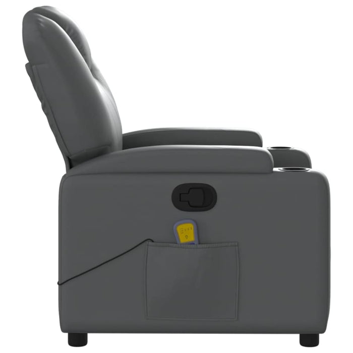 Massage Recliner Chair Grey Faux Leather Txbpkno