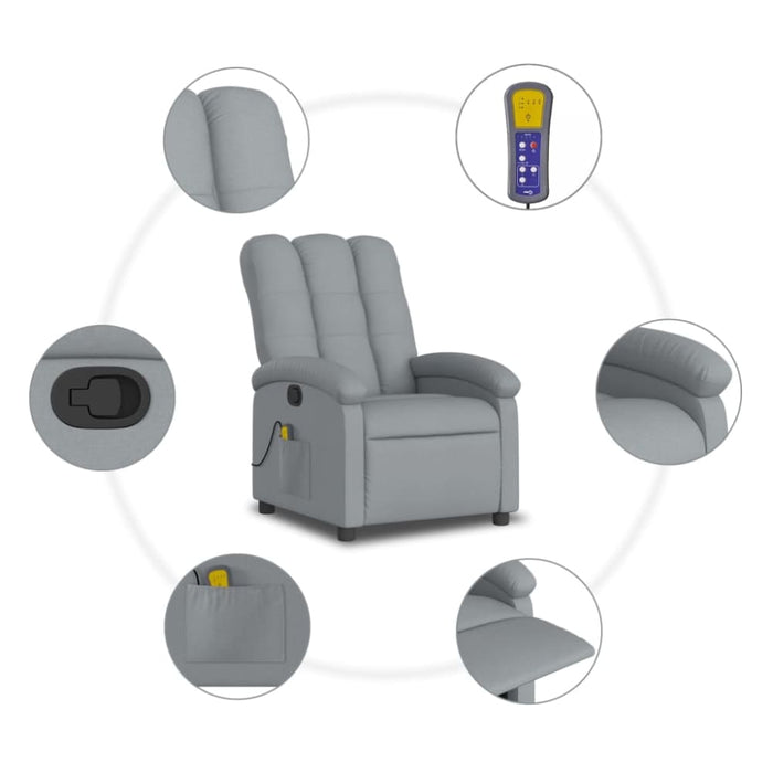 Massage Recliner Chair Light Grey Fabric Tioitk