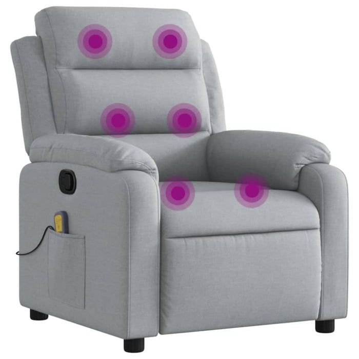 Massage Recliner Chair Light Grey Fabric Titaia