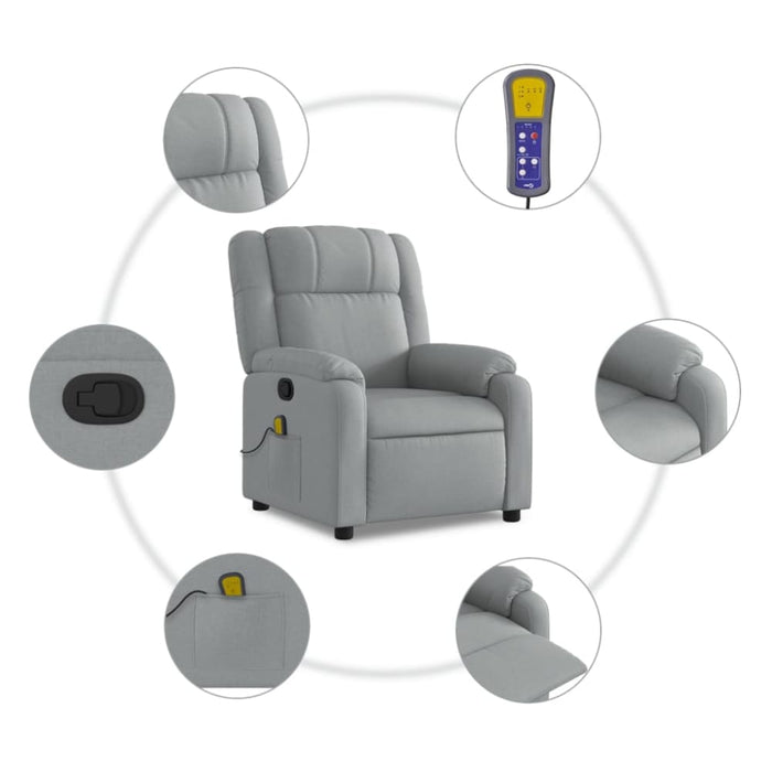 Massage Recliner Chair Light Grey Fabric Titpan