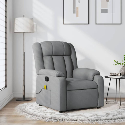 Massage Recliner Chair Light Grey Fabric Titpnl