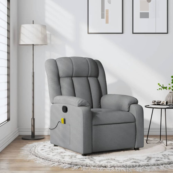 Massage Recliner Chair Light Grey Fabric Titpnl