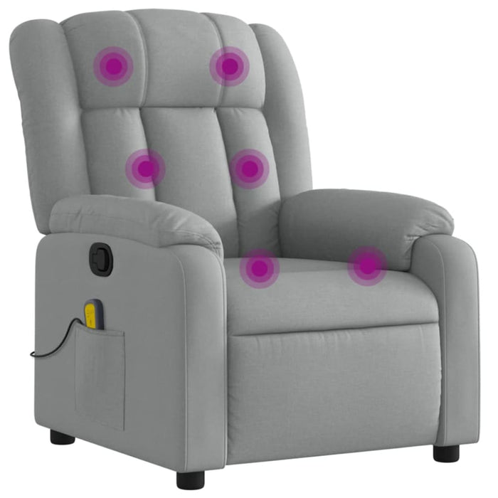 Massage Recliner Chair Light Grey Fabric Titpnl
