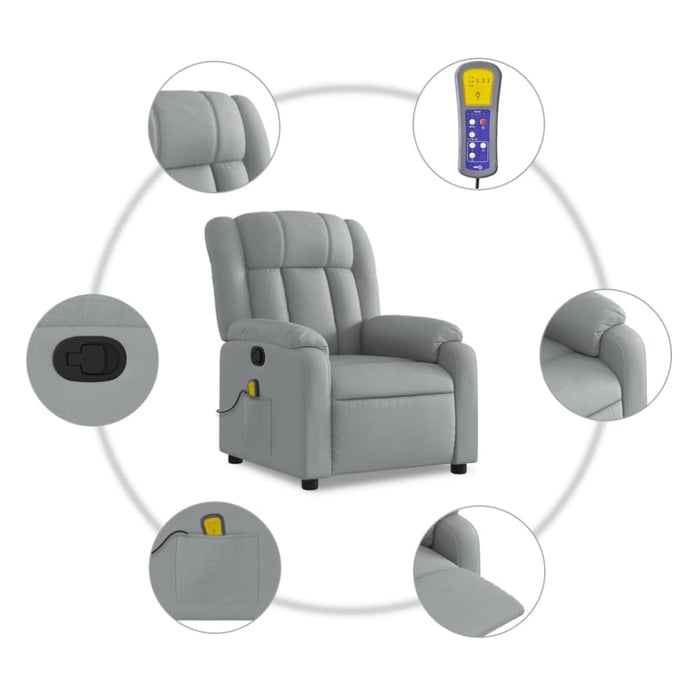 Massage Recliner Chair Light Grey Fabric Titpnl