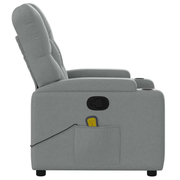 Massage Recliner Chair Light Grey Fabric Tixako
