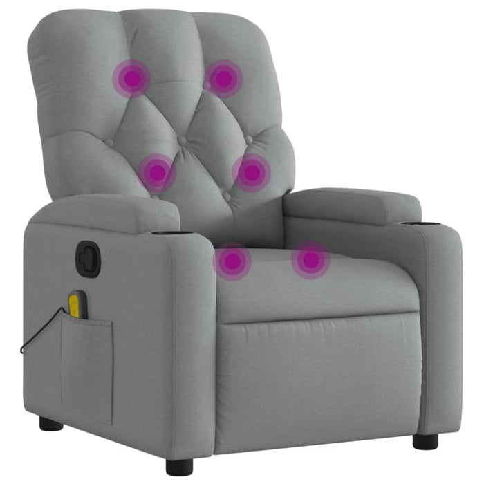 Massage Recliner Chair Light Grey Fabric Tixako