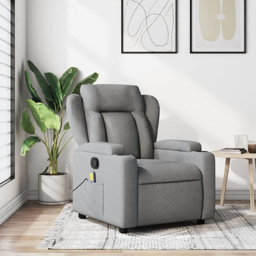 Massage Recliner Chair Light Grey Fabric Tixaop