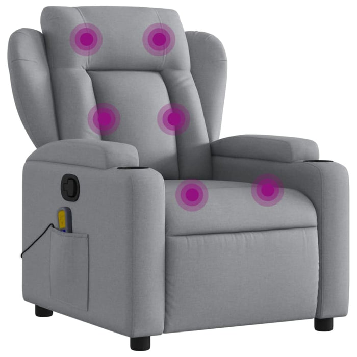 Massage Recliner Chair Light Grey Fabric Tixaop