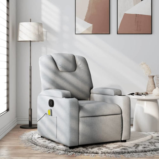 Massage Recliner Chair Light Grey Fabric Tixtii