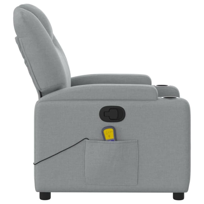 Massage Recliner Chair Light Grey Fabric Tixtii