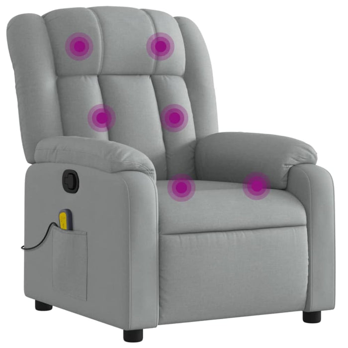 Massage Recliner Chair Light Grey Fabric Txblxpx