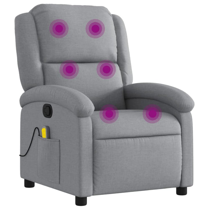 Massage Recliner Chair Light Grey Fabric Txbpaol