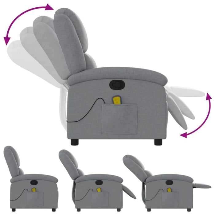Massage Recliner Chair Light Grey Fabric Txbpaol