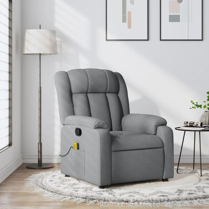 Massage Recliner Chair Light Grey Fabric Txbpiil