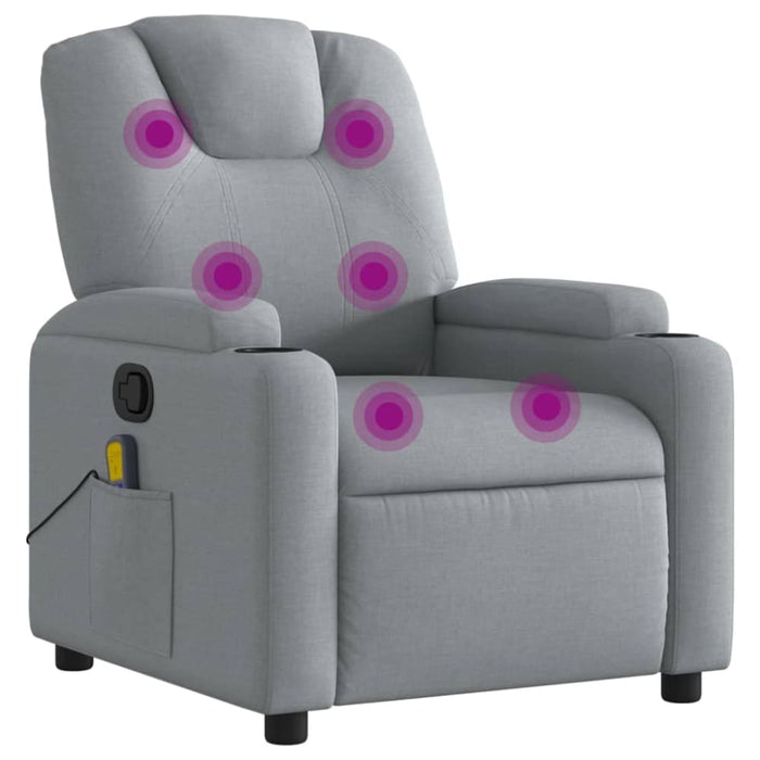 Massage Recliner Chair Light Grey Fabric Txbpkln