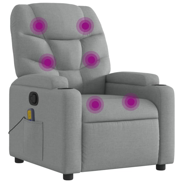 Massage Recliner Chair Light Grey Fabric Txbplox