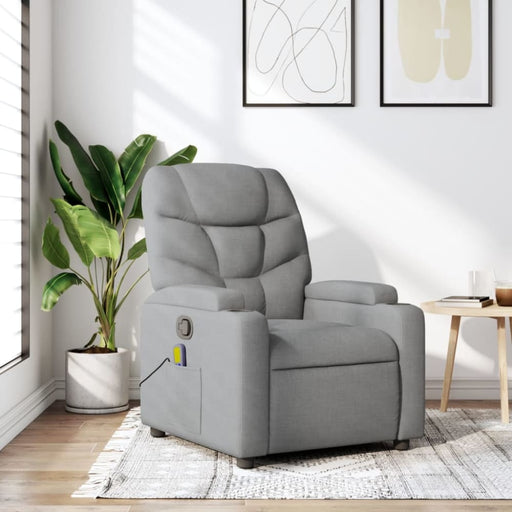 Massage Recliner Chair Light Grey Fabric Txbplox