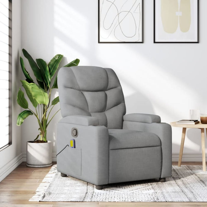 Massage Recliner Chair Light Grey Fabric Txbplox