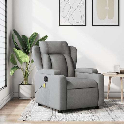 Massage Recliner Chair Light Grey Fabric Txbppln