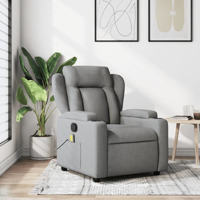 Massage Recliner Chair Light Grey Fabric Txbppln